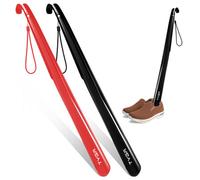 TYGA Store Tyga Shoe Horn Extra Long Handled 23 Inches, 58Cm, Comfortable, Elongated, Black & Red (Pack Of 2)