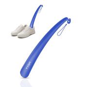 TYGA Store Tyga Shoe Horn, Long Handled, Snap-Proof Flexible Plastic (17In, 43Cm) Vibrant Blue, Pack Of 1