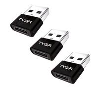 TYGA STORE USB Type C Female to USB Type A Male Adapter 2.0, Sync, Transfer, Charge, Plug & Play (3, Black)
