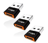 TYGA STORE USB Type C Female to USB Type A Male Adapter 2.0, Sync, Transfer, Charge, Plug & Play (3, Black, Orange)