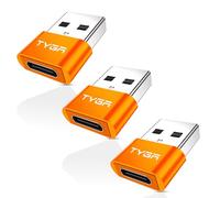 TYGA STORE USB Type C Female to USB Type A Male Adapter 2.0, Sync, Transfer, Charge, Plug & Play (3, Orange)