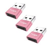 TYGA STORE USB Type C Female to USB Type A Male Adapter 2.0, Sync, Transfer, Charge, Plug & Play (3, Rose Gold)