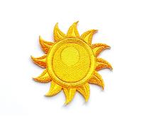 Tyga_Thai TH Delicate Cute Little Sun Sunshine Logo Cartoon DIY Logo Patches Sew Iron on Embroidered Applique Badge Sign Patch Clothing Costume, Yellow, Small