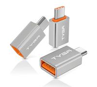 TYGA USB A to USB C Adapter, High-Speed 5Gbps Data Transfer & Fast Charging, Compact, Durable & Reversible USB-A Female to USB-C Male Converter, (Silver) (Pack of 3)