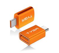 TYGA USB A to USB C Adapter, High-Speed 5Gbps Data Transfer & Fast Charging, Compact, Durable & Reversible USB-A Female to USB-C Male Converter, (Orange) (Pack of 2)