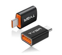 TYGA USB A to USB C Adapter, High-Speed 5Gbps Data Transfer & Fast Charging, Compact, Durable & Reversible USB-A Female to USB-C Male Converter, (Black) (Pack of 2)