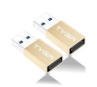 TYGA USB C Female to USB A Male Adapter - 3.0/3.1 Connector - Fast Charging, Converter with High-Speed 5Gbps - Compatible with IOS, Android devices - Data Sync, Transfer, Plug & Play - 2 Gold