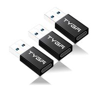 TYGA USB C Female to USB A Male Adapter - 3.0/3.1 Connector - Fast Charging, Converter with High-Speed 5Gbps - Compatible with IOS, Android devices - Data Sync, Transfer, Plug & Play - 3 Black