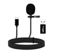 TYGA USB-C Lavalier Microphone, Omnidirectional Clip-On, 1.5m, Pack of 1