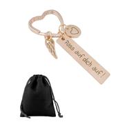 TYGFRT 1 Piece Heart Shaped Keychain with 1 Piece Storage Bag, Guardian Angel Keychain, Personalized Keychain, Gift for Lovers, Family