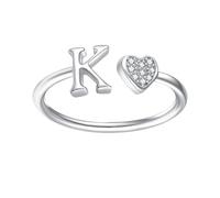 TYGFRT 1 Piece Letter K Jewelry, K Love Ring, Open Knuckle Ring, Fashion Girls Jewelry (Silver)