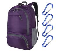 TYGFRT 1 Piece Of Mountaineering Bag, 4 Pieces Of Dark Blue Carabiner, Folding School Bag, Outdoor Sports Bag, Folding Backpack