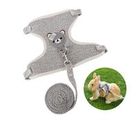 TYGFRT 1 Piece Rabbit Leash, Rabbit Accessories, Harnesses, Collars and Leashes for Small Animals, Harness with Leash, Rabbit Harness. Adjustable Pet Leash Breathable Harness (Grey)