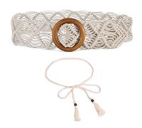 TYGFRT 1 Piece Woven Belt, 1 Piece Waist Cord, Adjustable Belt, Women'S Slimming Belt, Hollow Belt, Woven Belt With Round Buckle, Versatile Belt