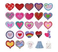 TYGFRT 1 Set of 22 Heart-Shaped Iron-On Patches & Brooches, Multicolour, 2*2.8cm-8*9.5cm, 2.5*2.3cm, 2.6*2.4cm, Embroidery Patches