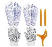 TYGFRT 2 Pairs of Acupoint Socks, 1 Piece of Massager, 2 Pieces of Massage Sticks, 2 Pairs of Massage Gloves, Foot Acupoint Massage Socks, Socks with Acupoint Diagram, Sole Meridians Diagram Socks