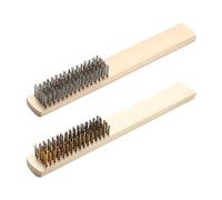 TYGFRT 2-Piece Cleaning Brush Set, Wooden Handle, Copper & Stainless Steel Wire, Multifunctional for Footwear, Clothing, Carpets & Sofas