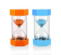 TYGFRT 2 piece sand timer, 5 minute orange sand timer, 10 minute blue sand timer, clock timer, game timer, sand timer for kitchen, creative and interesting shower timer