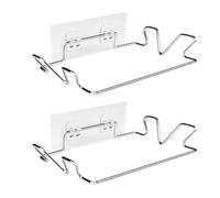 TYGFRT 2-Piece Trash Bag Holder with 2 Wall Stickers, Wall-Mounted Trash Rack, Tote Bag Holder, Stainless Steel Hanger, No-Punch Storage Rack