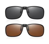 TYGFRT 2 Pieces Clip-On Sunglasses, Eyewear Accessories, Rimless Sunglasses, Sunglasses Clip, Polarized Eye Clip, Suitable for Men, Women (Black, Brown)