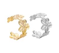 TYGFRT 2 Pieces of Flower Bracelets, Exquisite Open Bracelets, Fashion Trend Bracelets, Beach Vacation Accessories, Ladies Wear Matching Accessories (Gold, Silver).