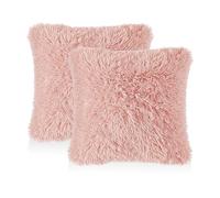 TYGFRT 2 Plush Pillowcases, Pink Cushion Cover, Fluffy Soft, Comfortable Square Pillowcase, 45 * 45cm