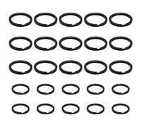 TYGFRT 25Pcs Black Stainless Steel Keychain, Round Keychain, Solid Color Keychain, Flat Key Holder, Suitable For Hanging, Backpack, Wallet