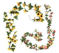 TYGFRT 2Pcs Artificial Flower Rattan, Artificial Sunflower Garland, Artificial Peony Flower Vine, Sunflower Decoration, Hanging Vine, Wedding Garden Decoration