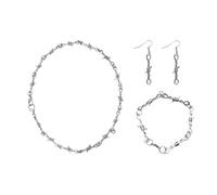 TYGFRT 3-Piece Set of Silver Thorn Jewelry, Retro Barbed Clavicle Chain, Punk Personality Bracelet, Gothic Earrings, Y2K All-Match Jewelry, Unisex.