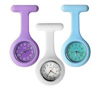 TYGFRT 3 Pieces Nurse Pocket Watch, Nurse Chest Watch, Brooch Watch, Doctor Chest Clock, Nurse Watch Brooch, Suitable for Medical Nursing Staff (White, Light Purple, Light Blue)