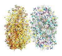 TYGFRT 4 Packs of Confetti, Star and Moon Confetti, Glitter Confetti, Gold and Silver Sequins, Party Celebration Props, DIY Decoration