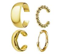 TYGFRT 4-Piece Set of Golden Earrings, Adjustable Non-Perforated Earrings, Personalized All-Match Ear Bone Clips, Stacked Decorative Ear Rings, Fashion Girls Jewelry Accessories.