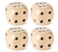 TYGFRT 4-Piece Wooden Dice, Table Games, Six-Sided Game Dice, Solid Wood, Dot Dice Set
