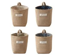 TYGFRT 4 Pieces Of Linen Storage Bags, Wall Hanging Storage Bags, Small Object Supplies, Can Be Placed Behind The Door, Wardrobe, Bathroom.