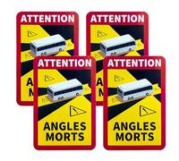 TYGFRT 4 Pieces of Magnetic Attention Blind Spot Stickers, Car Stickers, Car Logo Stickers, Safety Sign Stickers, Warning Stickers, Blind Spot Stickers, Reflective Stickers (Yellow)