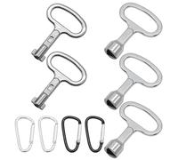 TYGFRT 4 Pieces Valve Keys, 4 Pieces Carabiner, Distribution Box Valve Key, Control Cabinet Key, Slotted Key, Triangular Key, Metal Key (Silver)