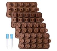 TYGFRT 4Pcs Chocolate Molds, 2Pcs Droppers. Various Types of Silicone Molds, Porous Baking Molds, Cake Molds, Jelly Pudding Molds, Baking Models