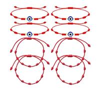 TYGFRT 4Pcs Seven Knot Rope Bracelets, 4Pcs Seven Knot Blue Eye Bracelets, Red Braided Bracelets, Friendship Bracelets, Adjustable Bracelets, Lucky Bracelets