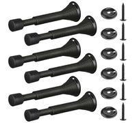 TYGFRT 6-Piece Black Door Stop, Wall Mount, Modern Style, Soundproof, Spring Steel, 85mm, Pack of 6