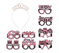 TYGFRT 8 Pieces Of Funny Glasses, 1 Piece Of Rose Gold 60-Year-Old Headband, Flashing 60-Year-Old Birthday Glasses, Exquisite Crown Headdress, Birthday Party Photo Supplies.