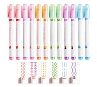 TYGFRT Pack of 12 Curve Highlighters, Pattern & Color Marker Pens, Suitable for Diaries, Scrapbooks, Notes (Multi-colour)