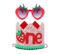 TYGFRT Strawberry Birthday Hat & Glasses - Girl's 1st Birthday Decorations, Headdress & Photo Props