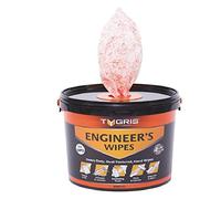 Tygris HW111 Heavy Duty Engineer’s Wipes - 111 Large Industrial Cleaning Wipes, Dual-Texture Abrasive + Soft for Grease, Oil, Adhesives & Tough Dirt - Hand & Surface Cleaner, Aloe-Infused (111 Pack)
