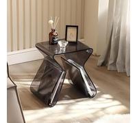 TYHAYJYK Acrylic Side Table Geometry Nightstand End Table Transparent Coffee Table for Living Room & Office Space Saver(Gray)