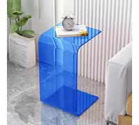 TYHAYJYK C-Shaped Clear Acrylic Side Table Embedded Coffee Table for The Couch and Bed Modern Transparent End Table for Living Room Space Saver(Blue,23.5" H)