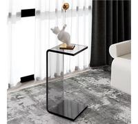 TYHAYJYK Clear Acrylic Side Table, Modern Design Nightstand, Stylish End Table, Beside Table, C Shaped Acrylic Table, Acrylic Nightstand for Living Room, Bedroom(Gray,65cm/25.6in)