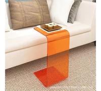 TYHAYJYK Clear Acrylic Side Table, Modern Design Nightstand, Stylish End Table, Beside Table, C Shaped Acrylic Table, Acrylic Nightstand for Living Room, Bedroom(Orange,60cm/23.6in)