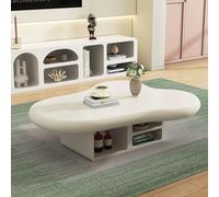 TYHAYJYK Cloud Coffee Table with Storage, Modern Irregular Shaped Tea Table Center Table with Sturdy Pedestal, Wooden Abstract Coffee Tables Cocktail Table for Living Room,39.4x27x15.7in