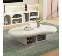 TYHAYJYK Cloud Coffee Table with Storage, Modern Irregular Shaped Tea Table Center Table with Sturdy Pedestal, Wooden Abstract Coffee Tables Cocktail Table for Living Room,39.4x27x11.8in