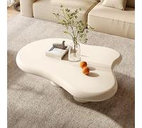 TYHAYJYK Cloud Free Shape Coffee Table with 3 Legs,Low Table,Center Coffee Table for Living Room,Round Corner Sturdy End Side Sofa Table,Cream White